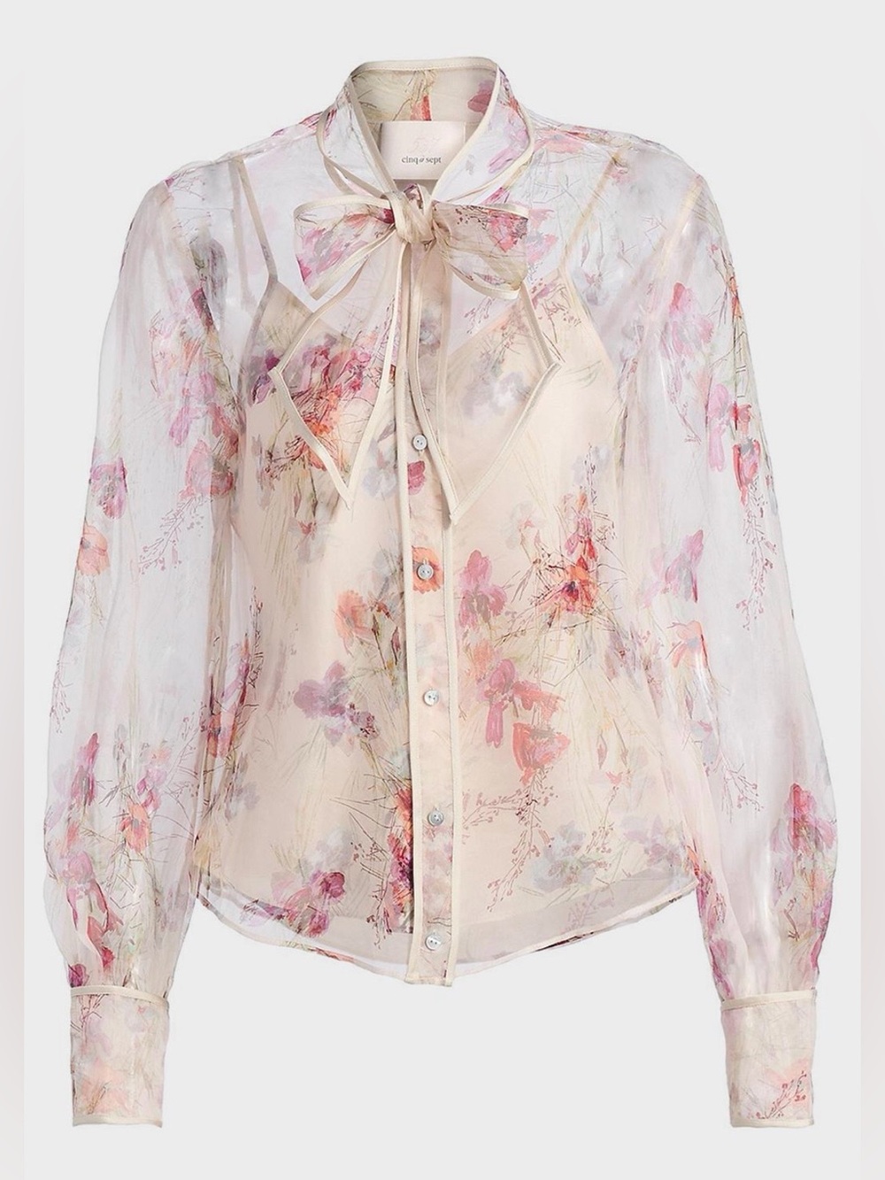 Cing a Sept Farouz Iris Bouquet Silk Organza Top